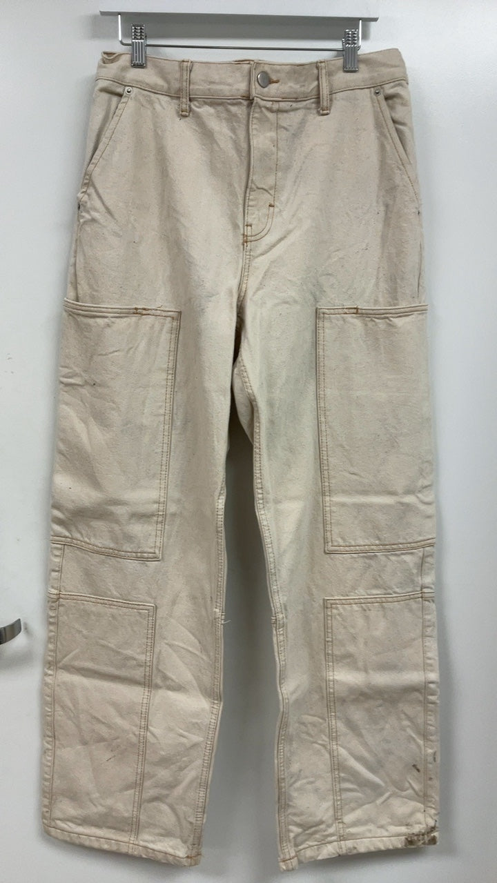 Beige Paneled Jeans