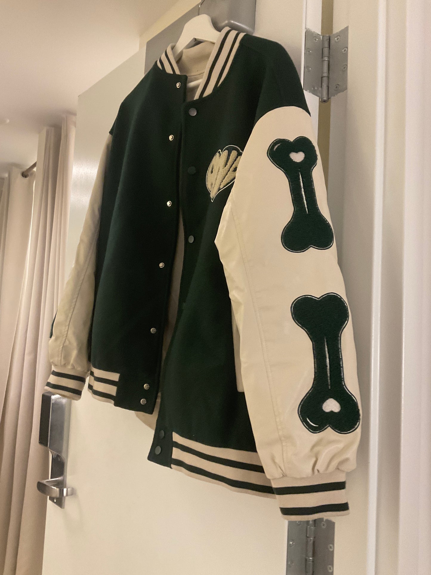Vintage Green/White Varsity Bomber Jacket