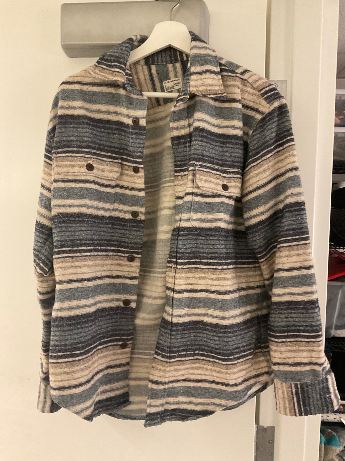 Club Monaco Blue/White Long Sleeve Button Up