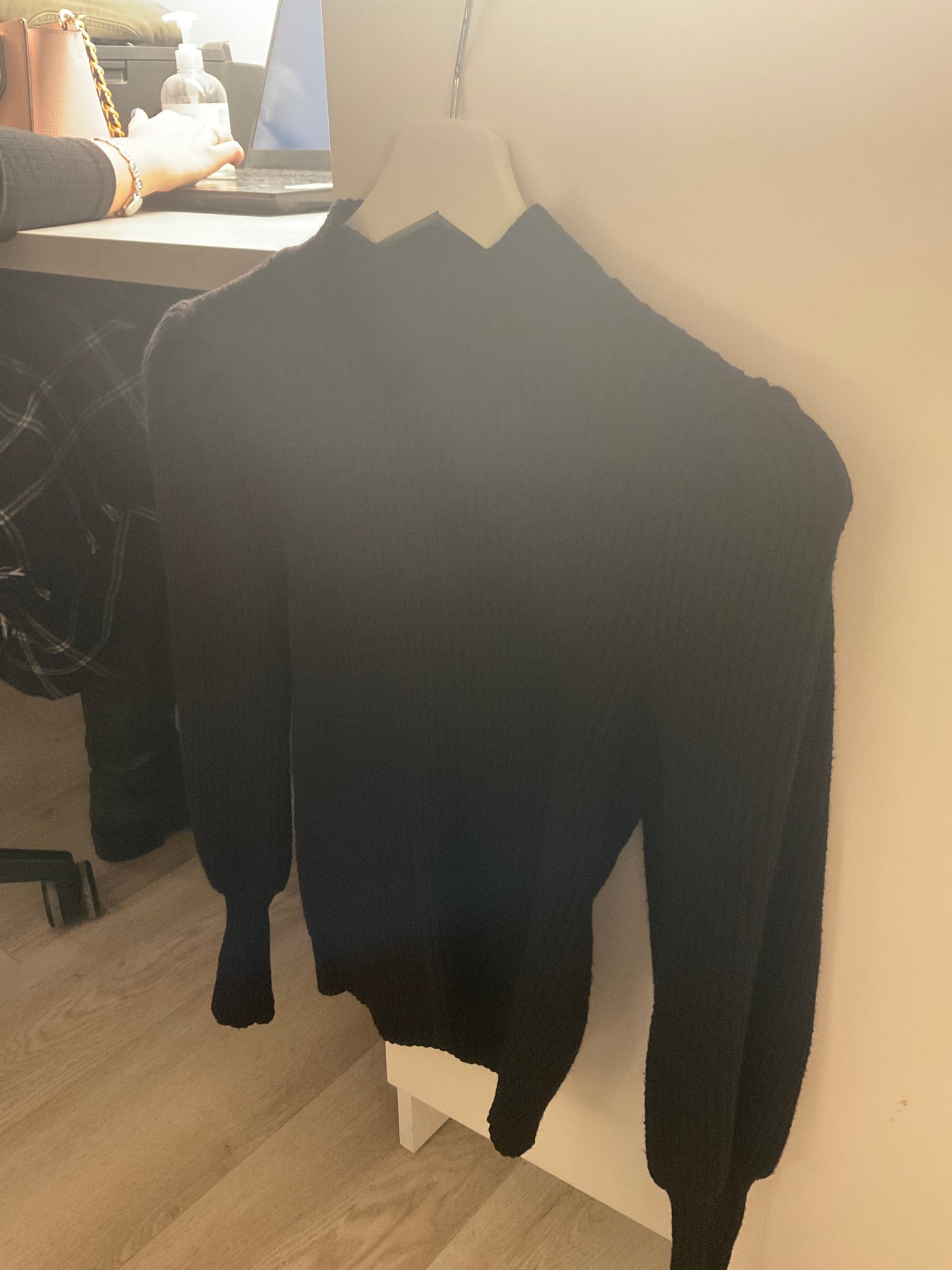 Black Cuffed Knit Turtleneck