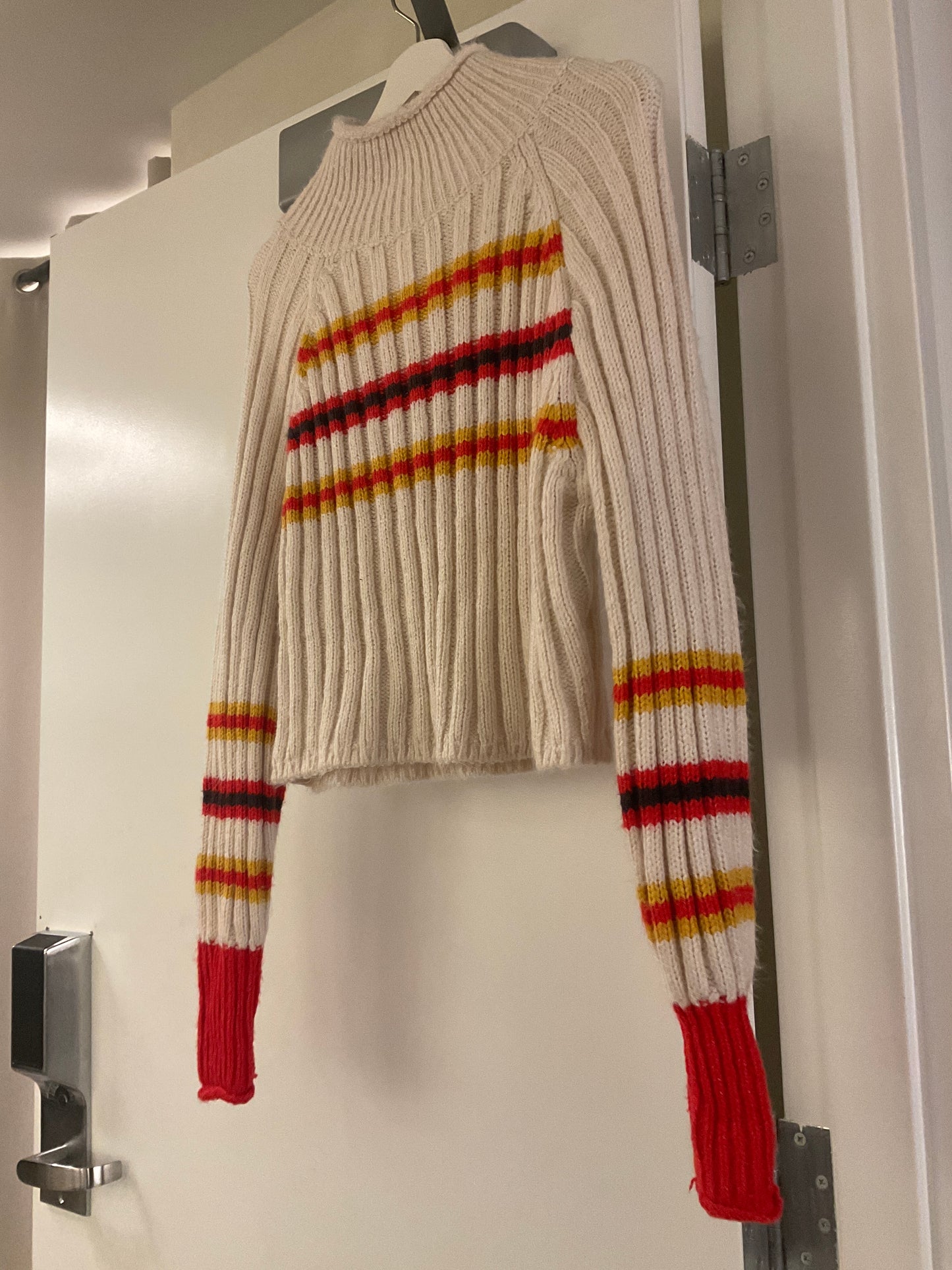 White/Red Striped Knit Sweater