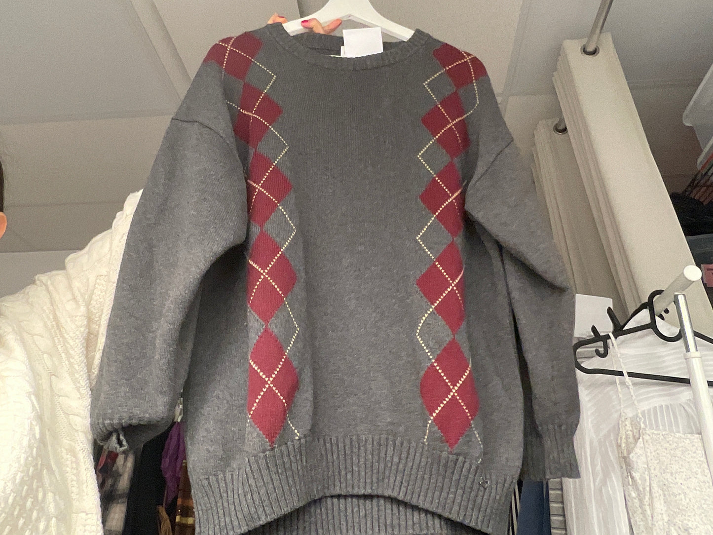 Grey Argyle Sweater