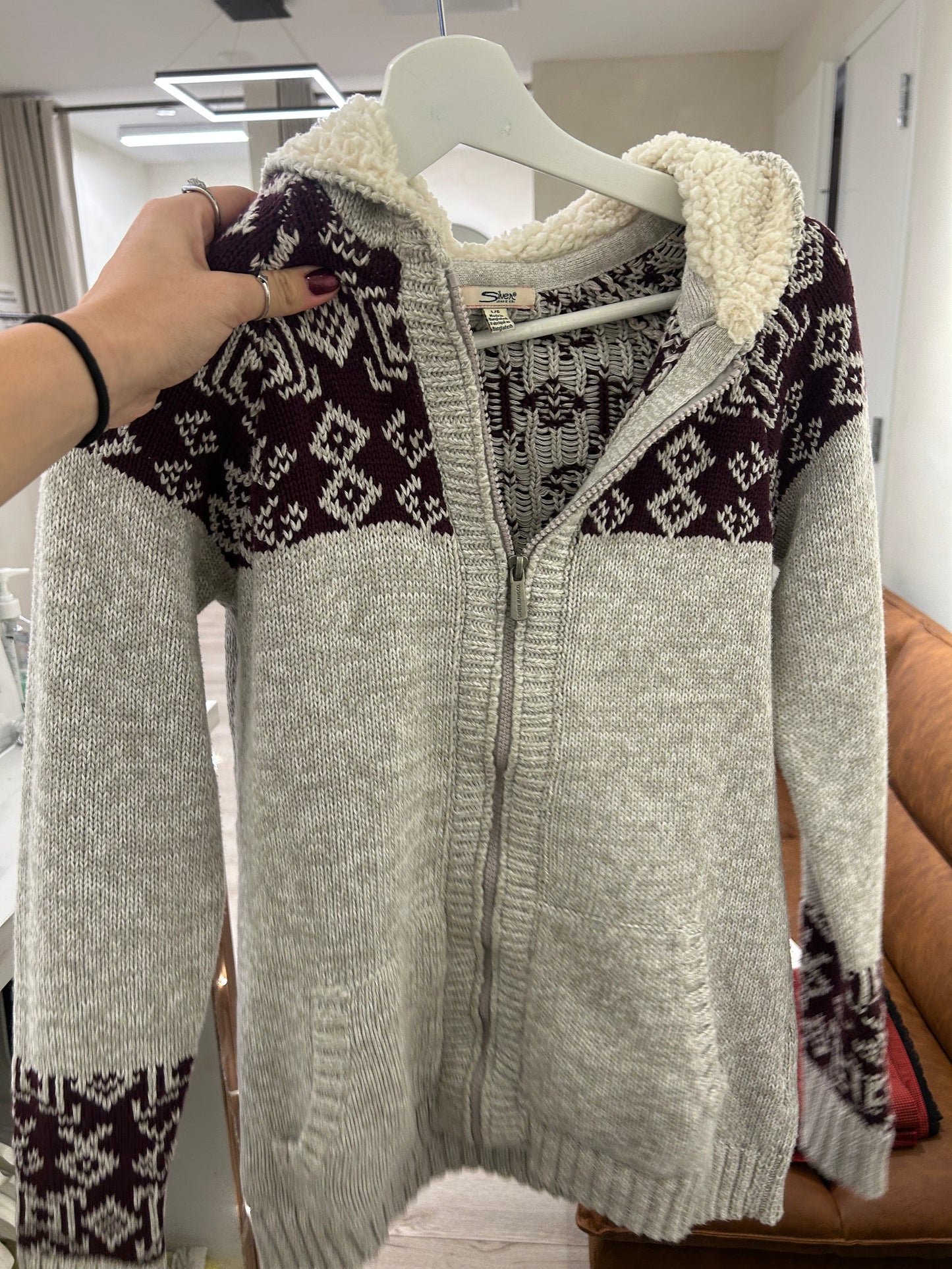 Grey Knit Zip-Up