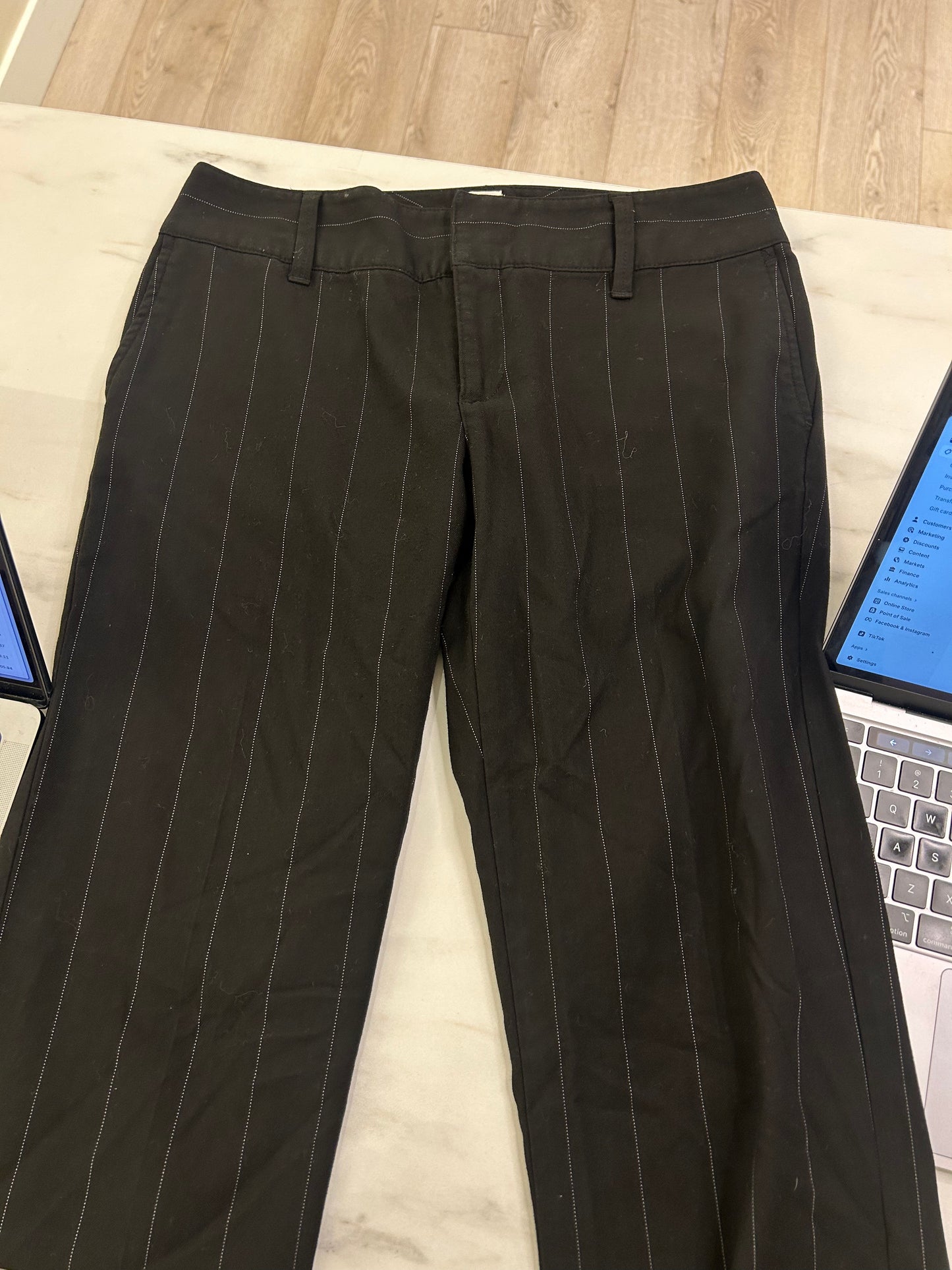 Low Rise Pinstripe Trousers