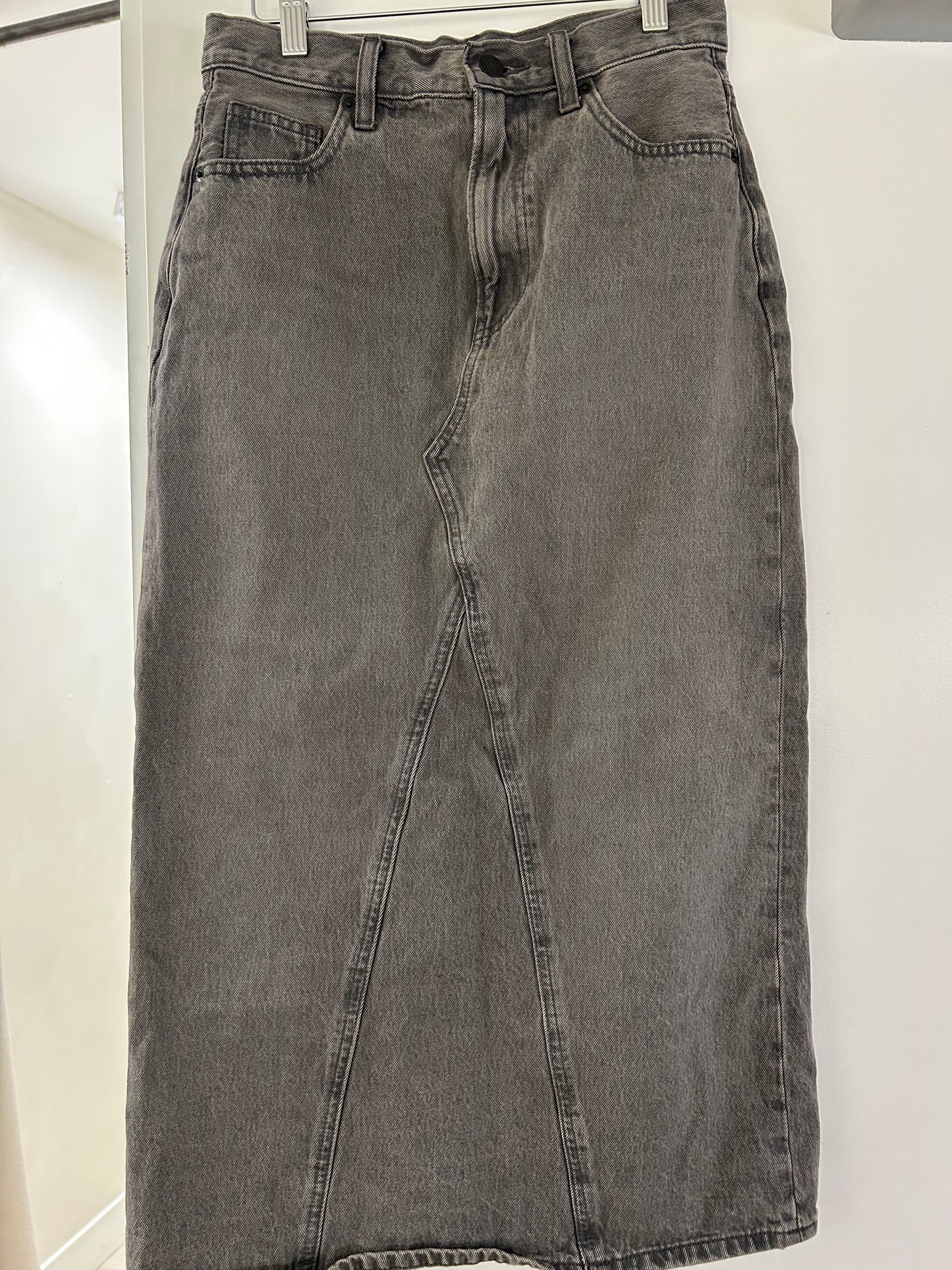 Grey Jean Midi Skirt