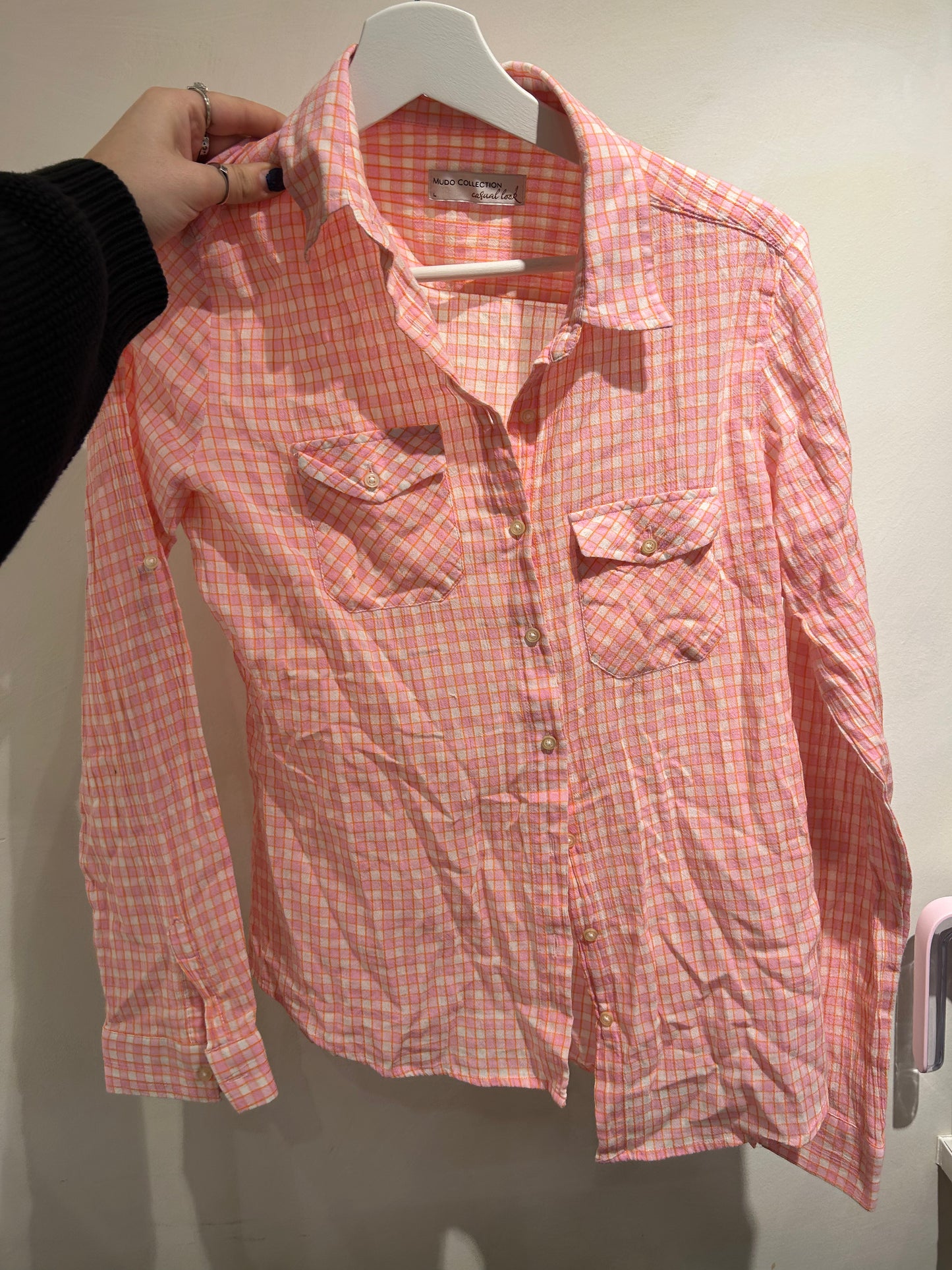 Pink Checkered Button Up