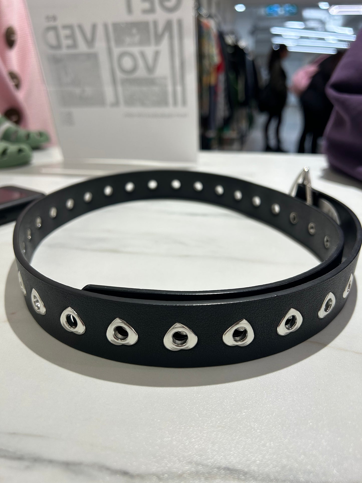Black Studded Heart Belt