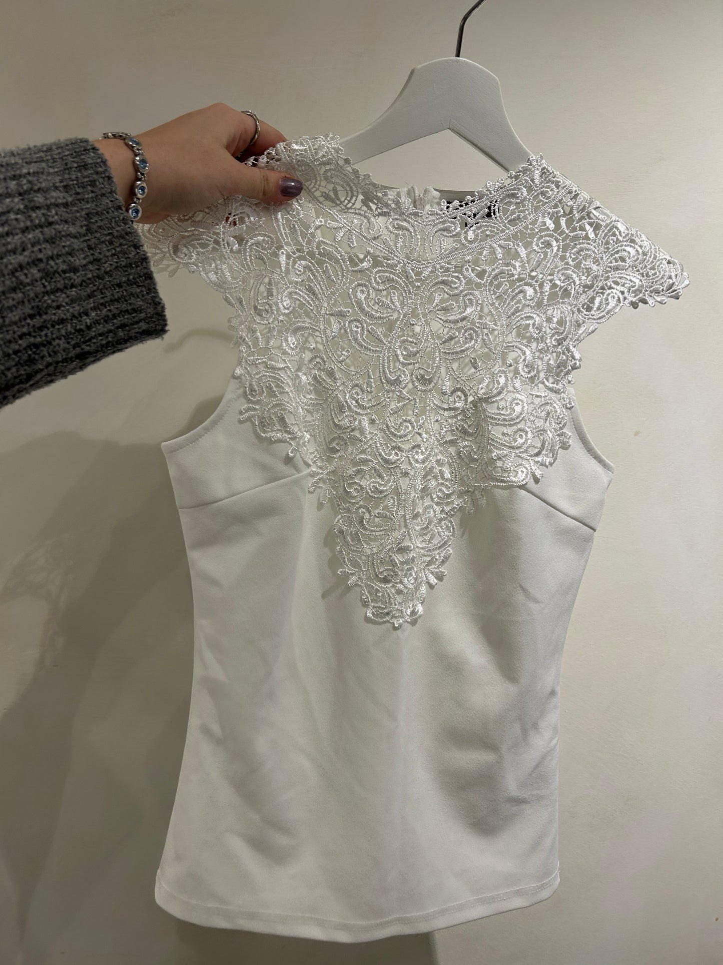 White Lacy Sleeveless Blouse