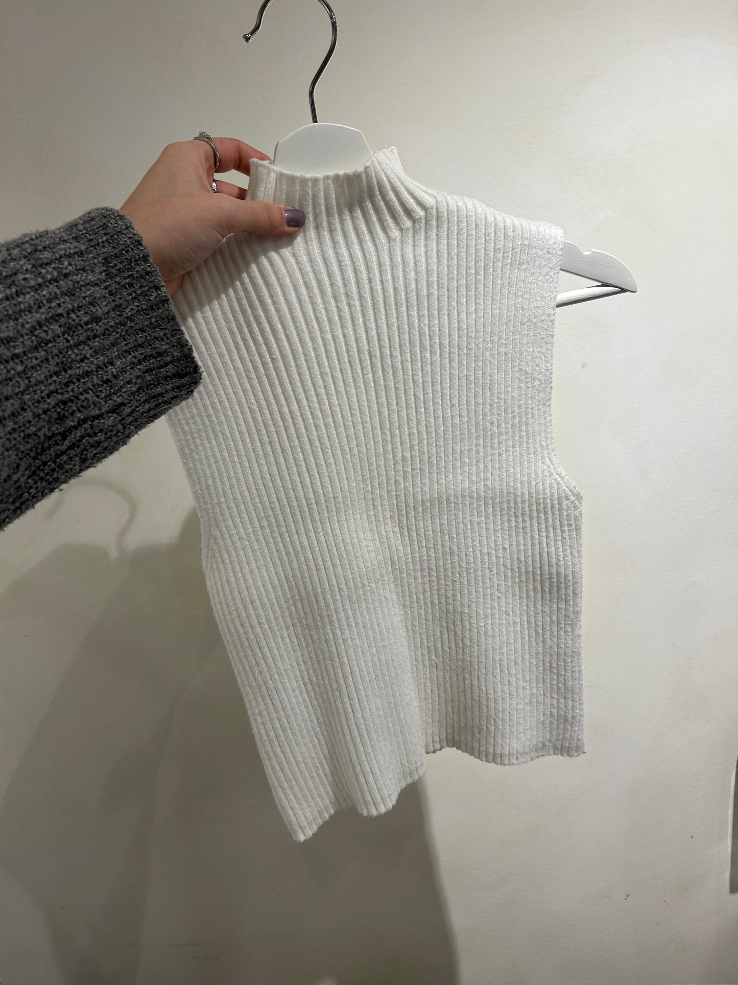 White Knit Sleeveless Top