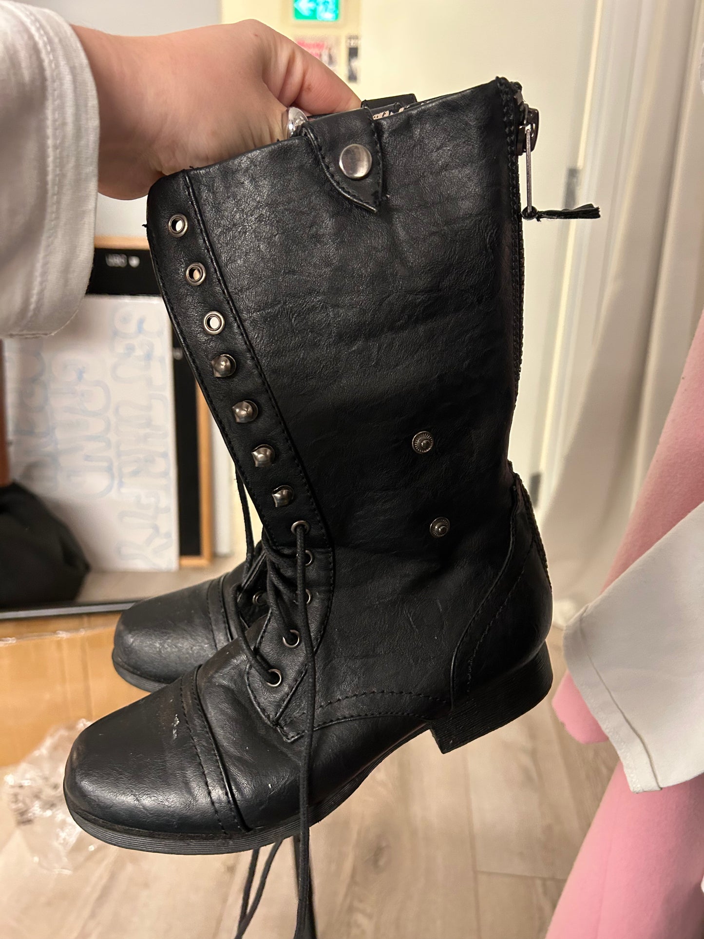 Black Lace-Up Boots