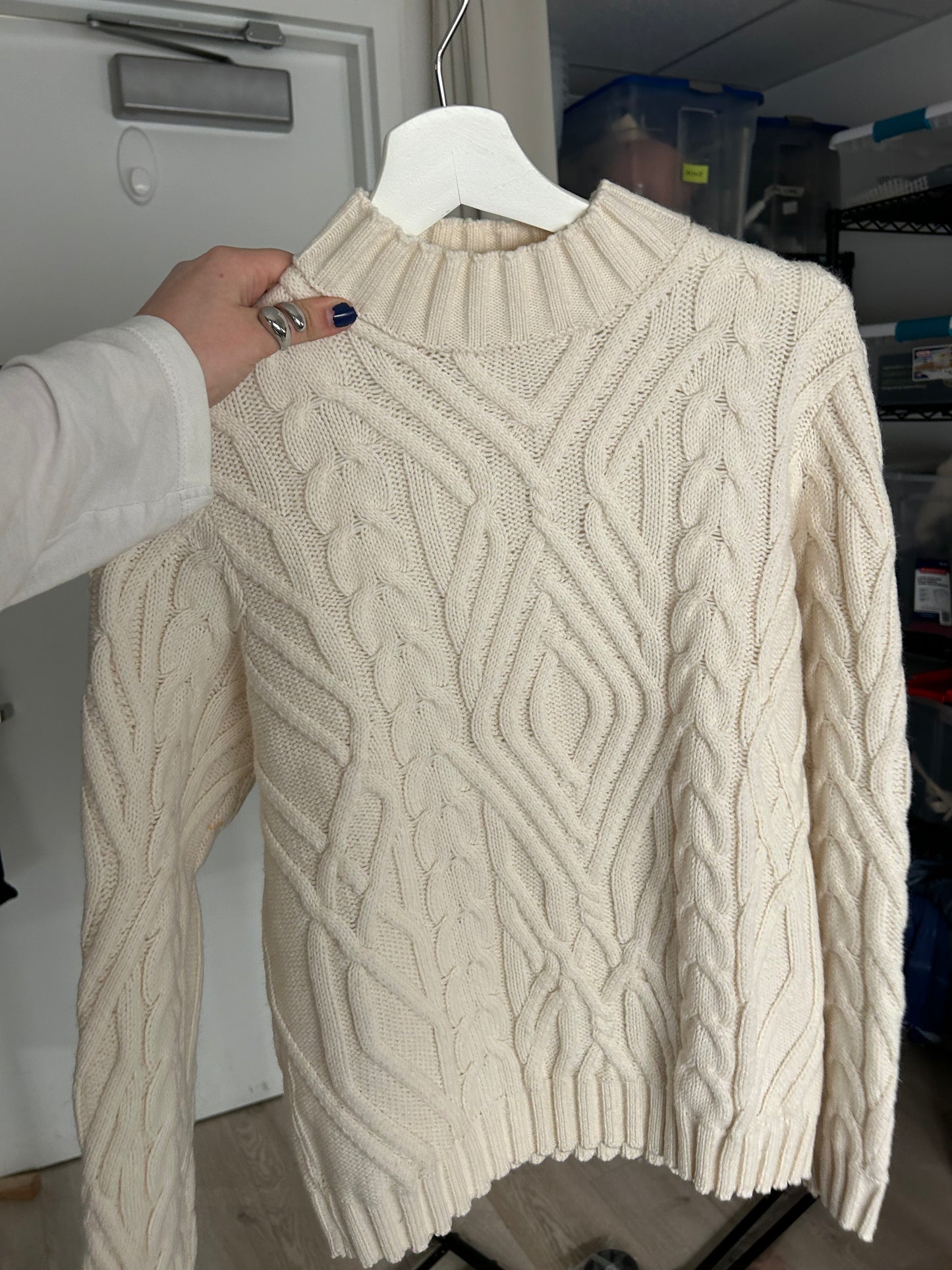 White Cable Knit Sweater