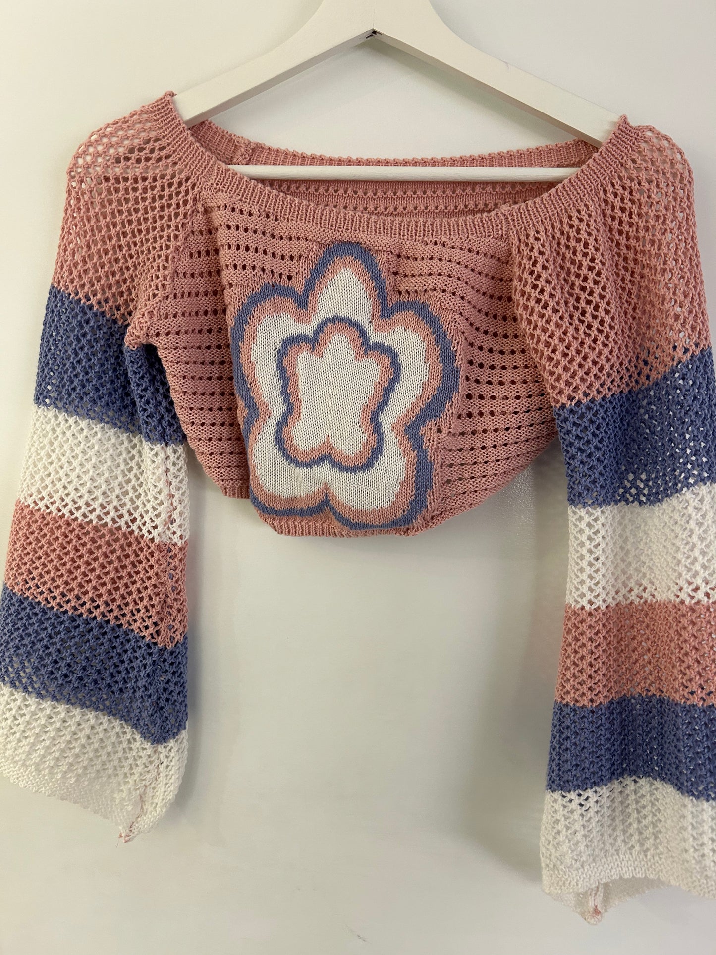 Pink Cropped Knit Sweater