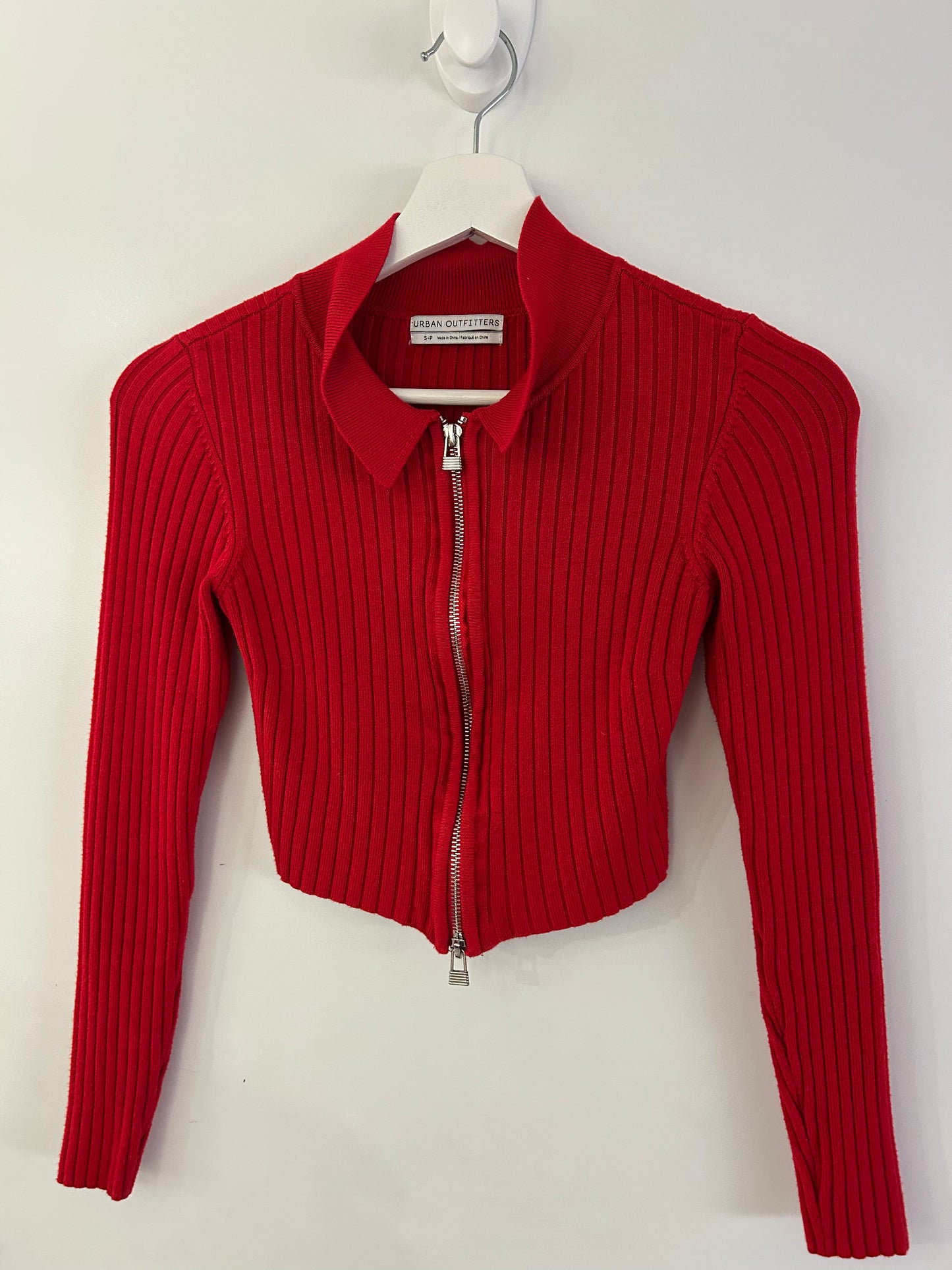 Red Cropped Zip Up