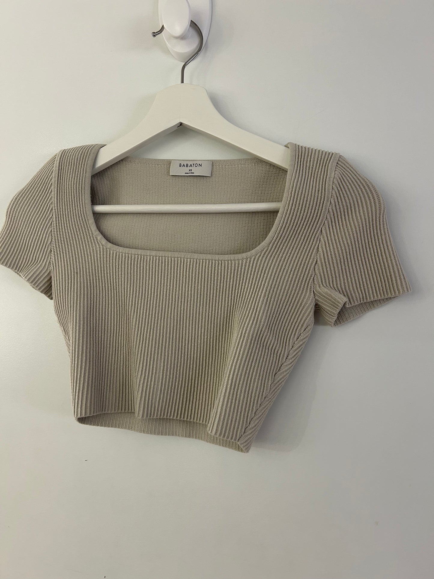 Babaton Tan Ribbed Top
