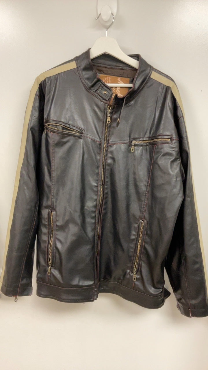 Racing Stripe Leather Jacket (AS IS)