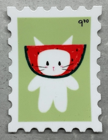 Watermelon Cat Stamp