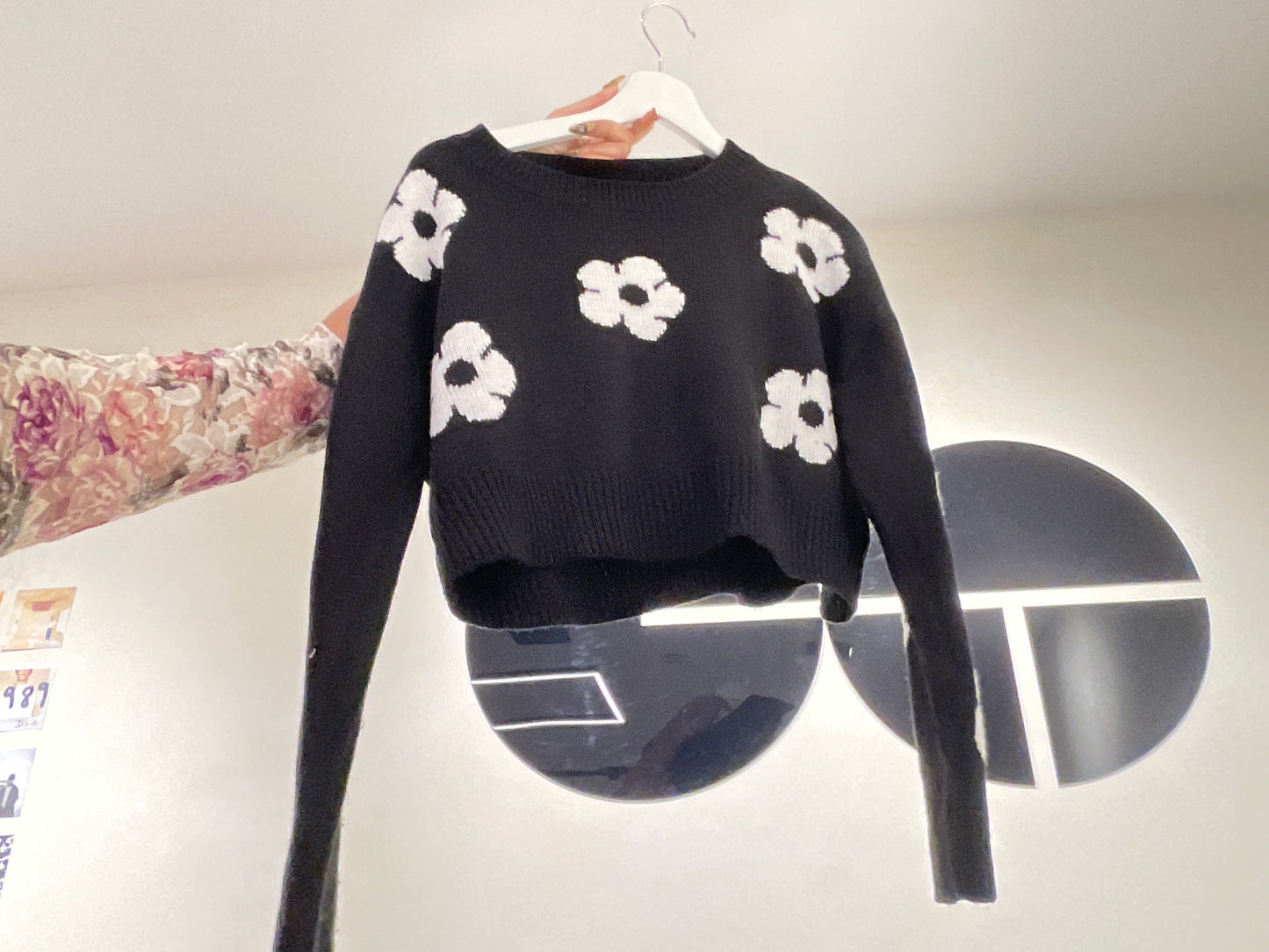 Black and White Flower Sweater