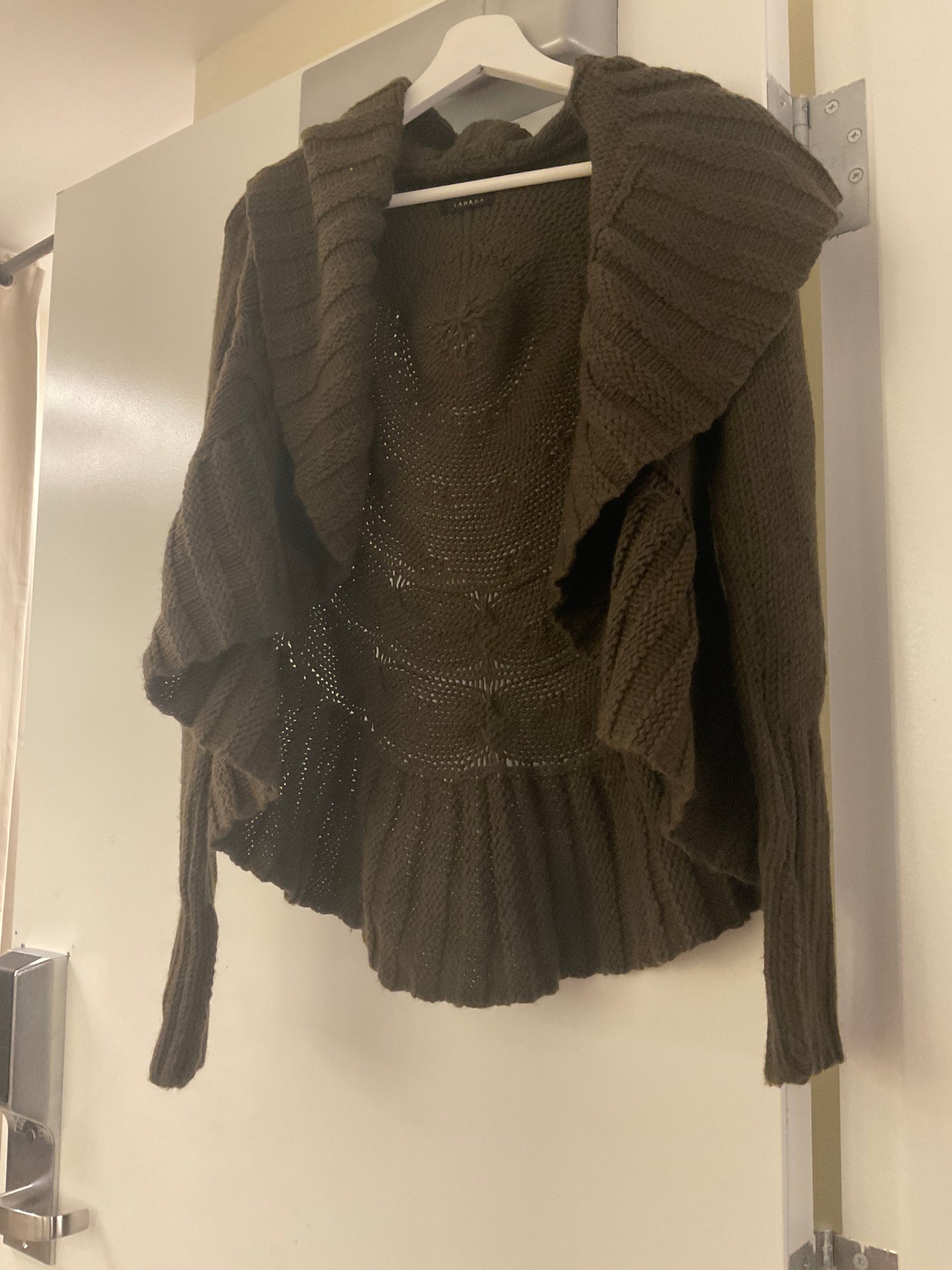 Green Knit Shawl Sweater