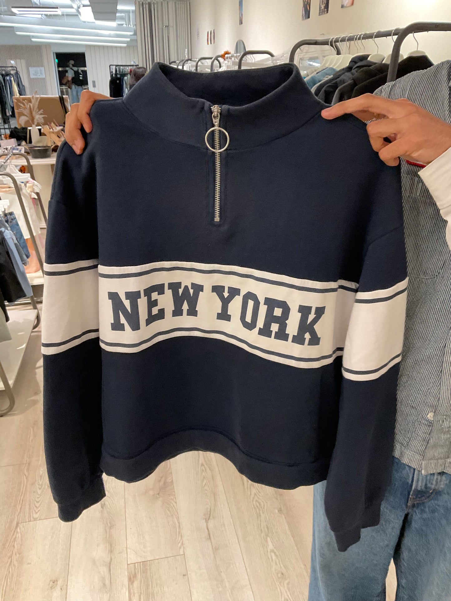 H&M Navy New York Quarter Zip