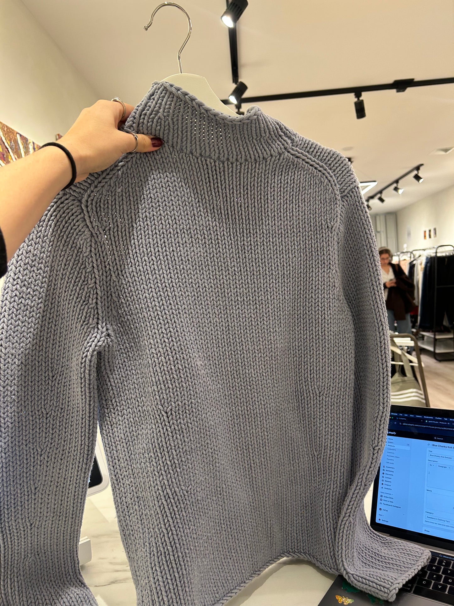 Blue Chunky Knit Sweater