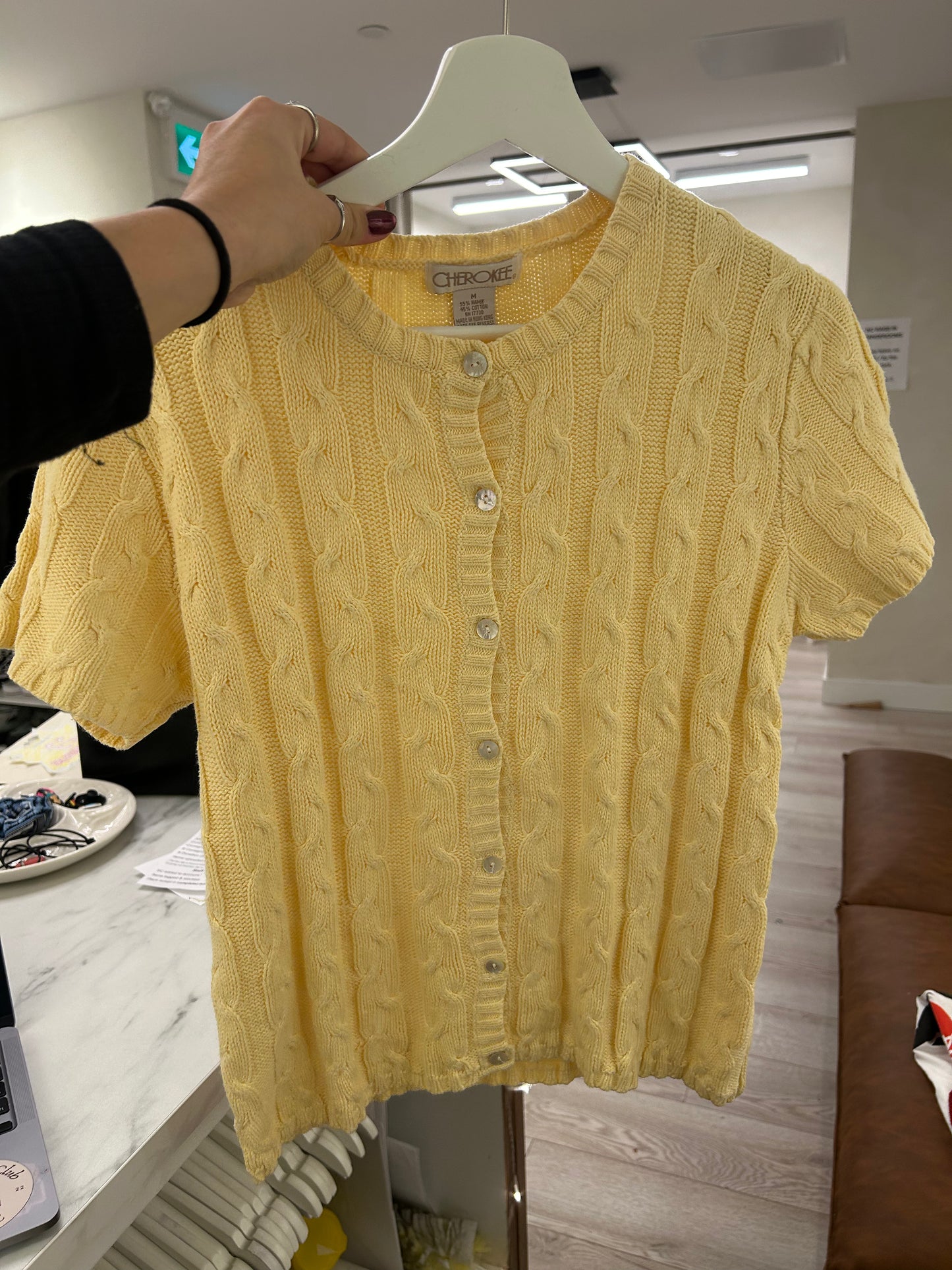 Yellow Knit Button Up
