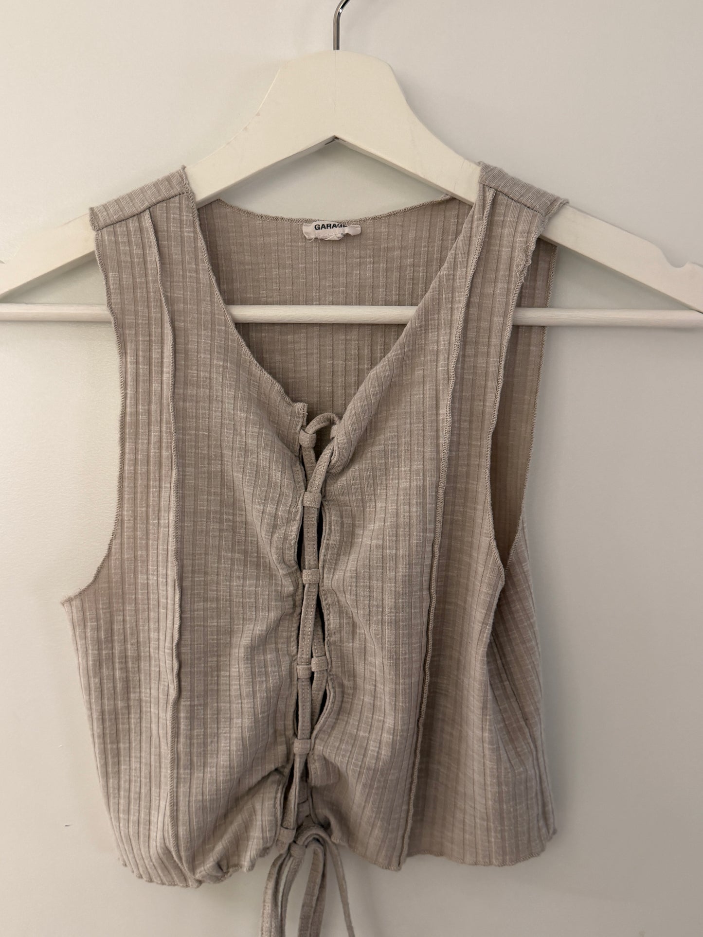 Ribbed Tie-front Tank