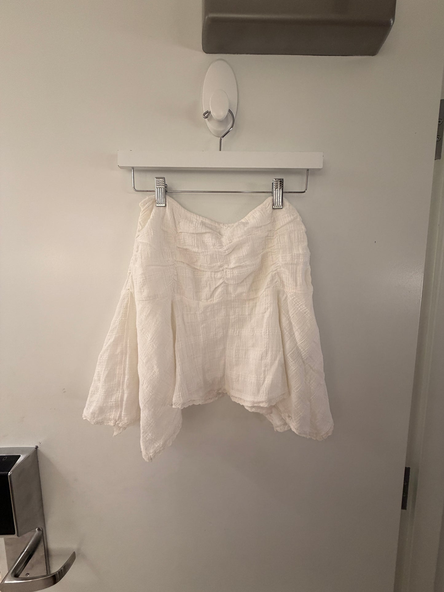 White Ruffle Asymmetric Skirt