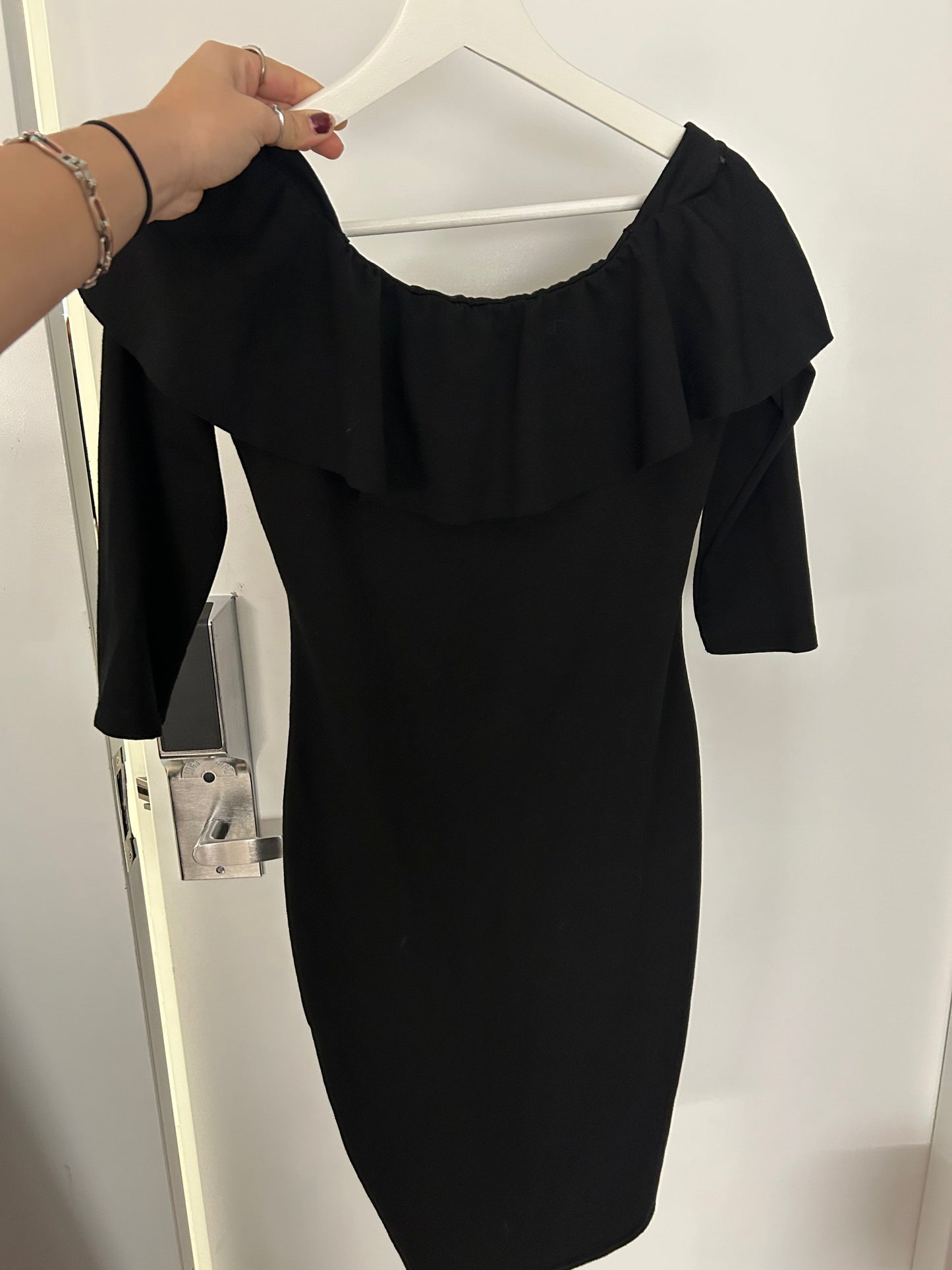 Black Ruffle Collar Dress