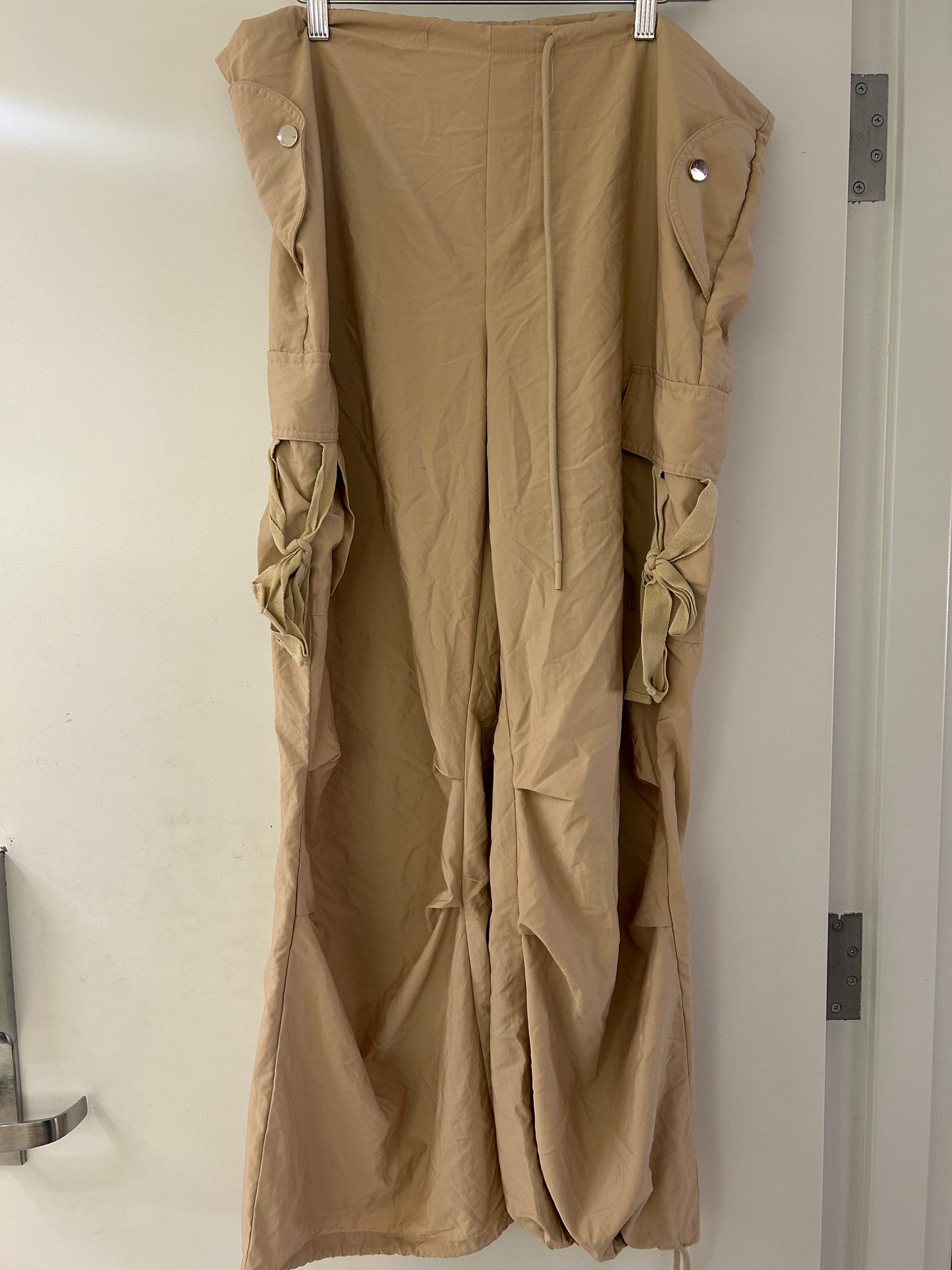 Beige Parachute Pants
