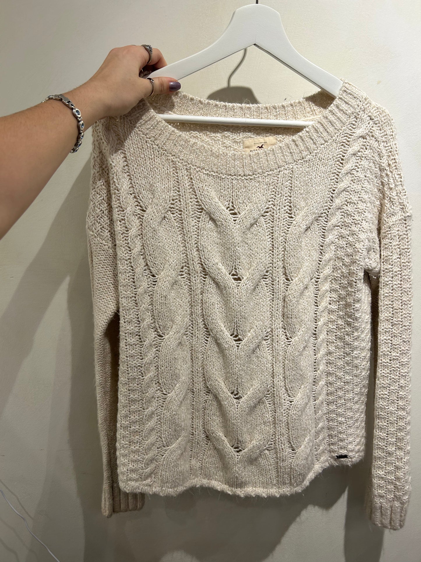 Hollister Cream Knit Sweater