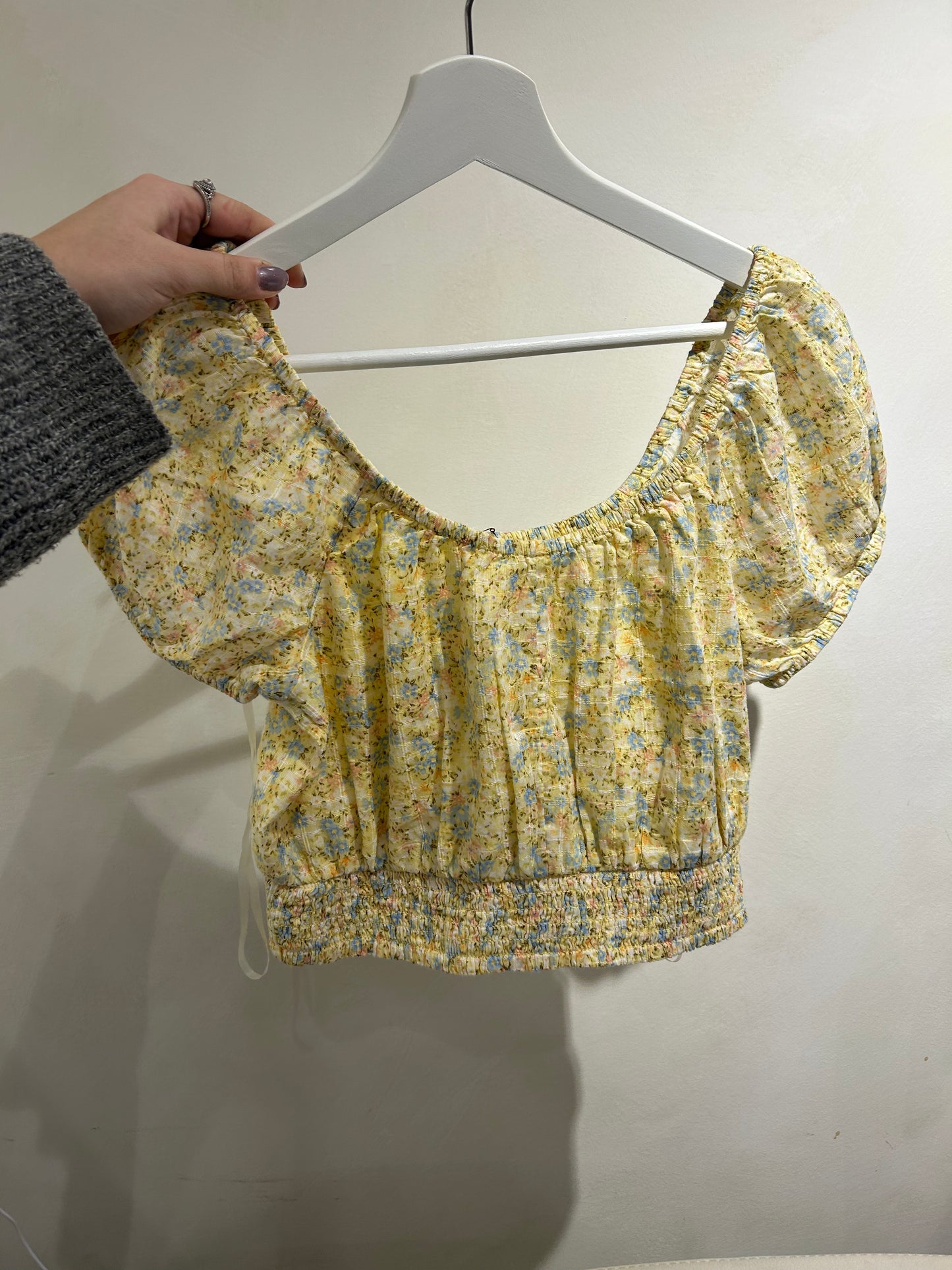 Yellow Floral Off-Shoulder Top