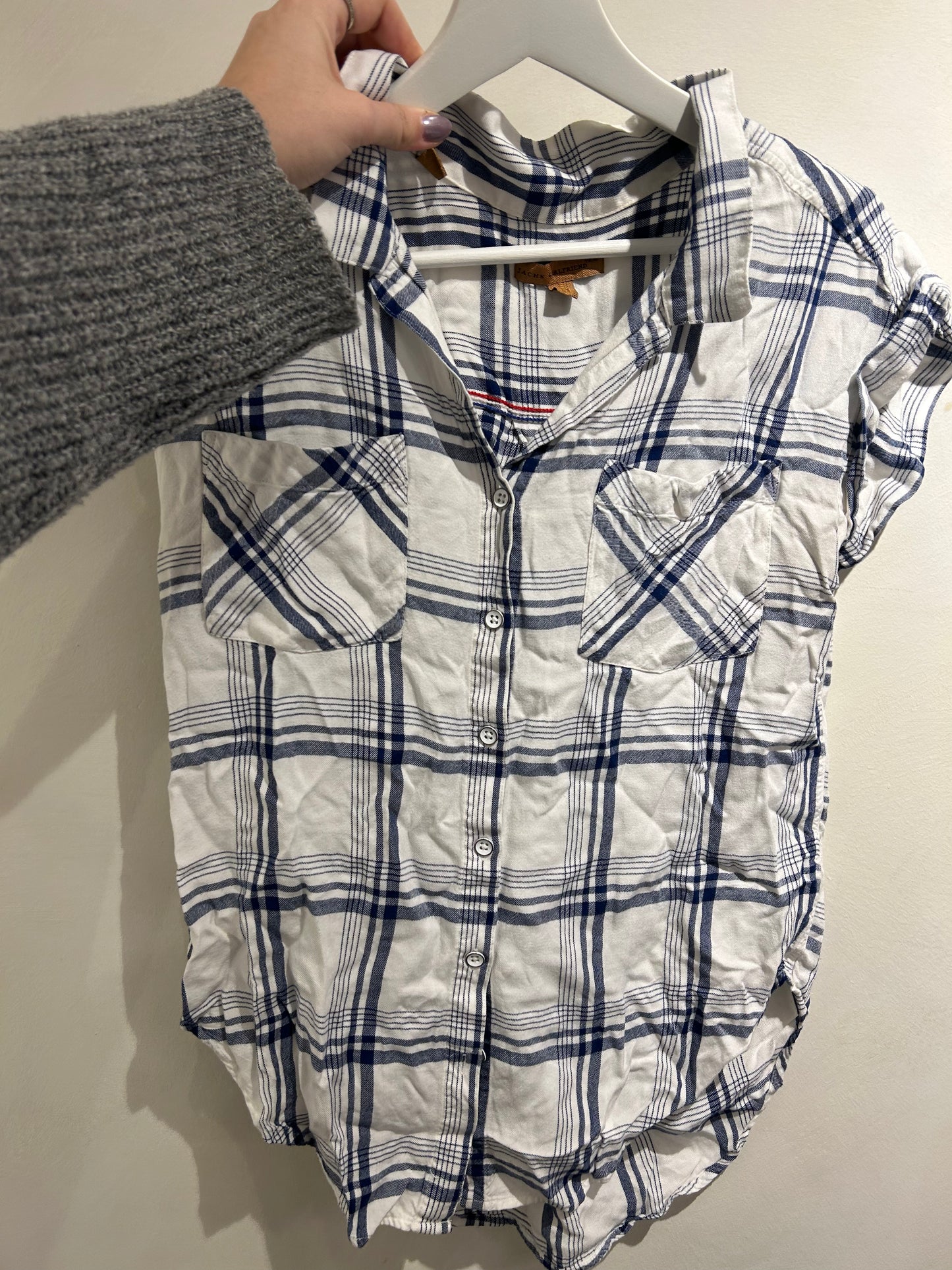 White & Blue Button Up