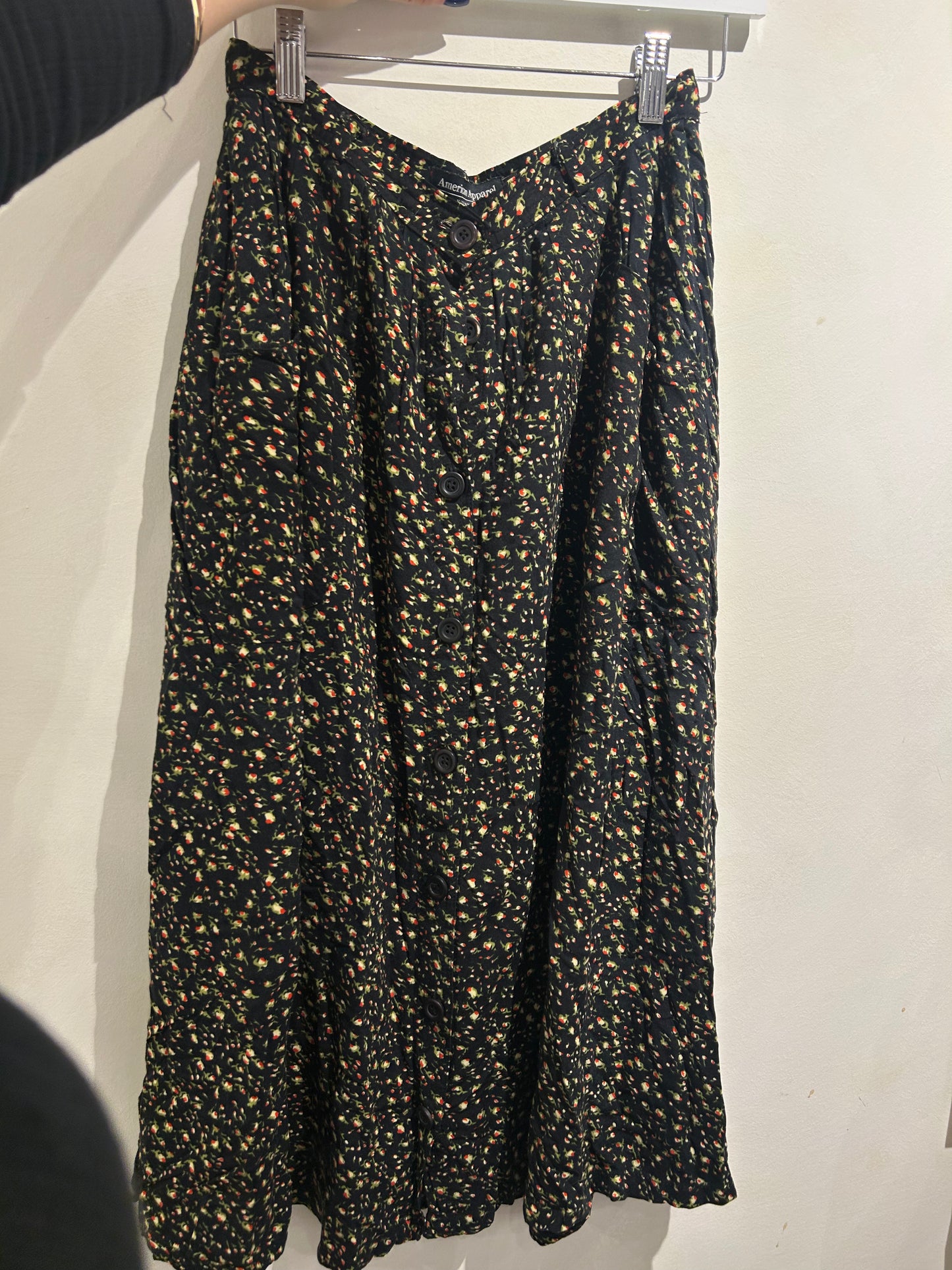 Black Floral Midi Skirt