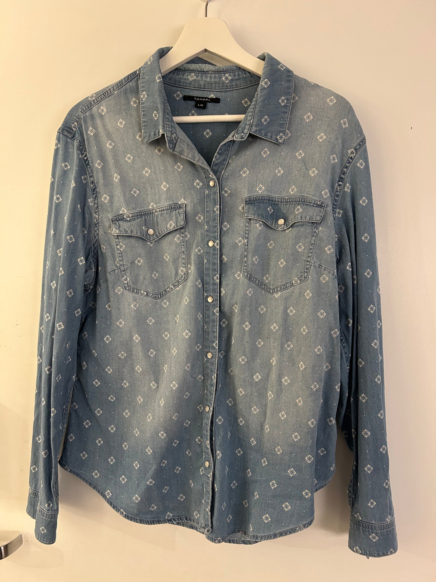 Patterned Denim Button Up