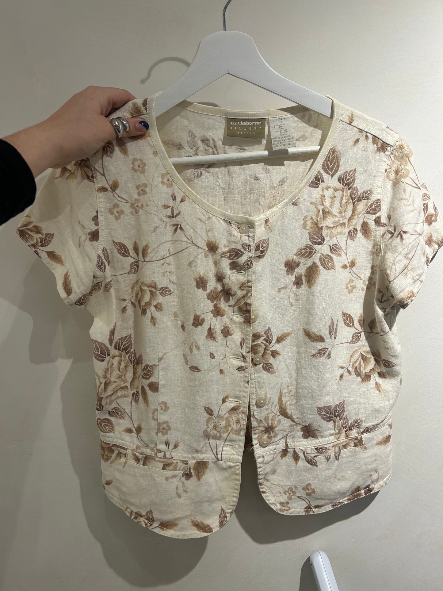 Brown & Cream Floral Blouse