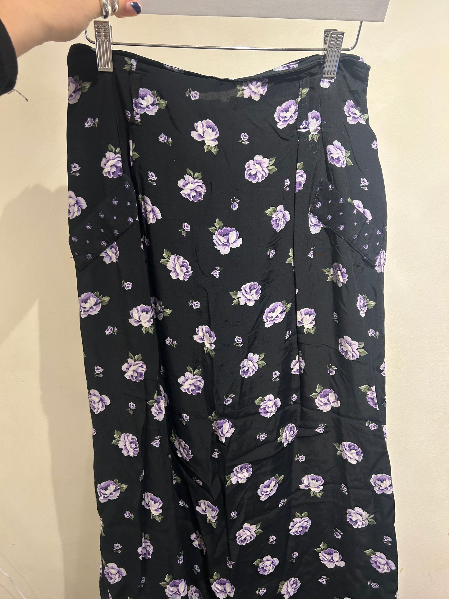 Black & Purple Floral Skirt