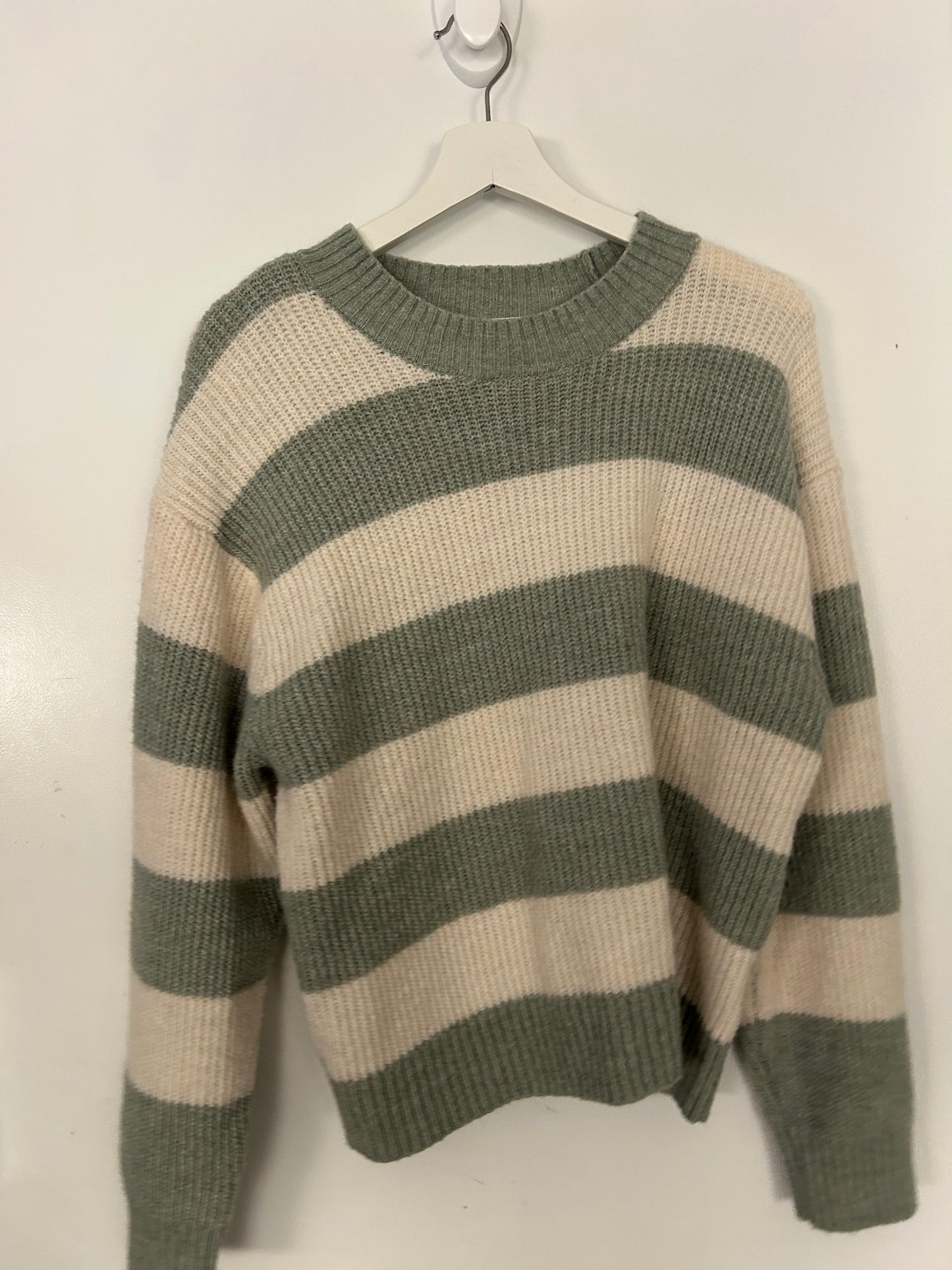 Green & Cream Striped Sweater