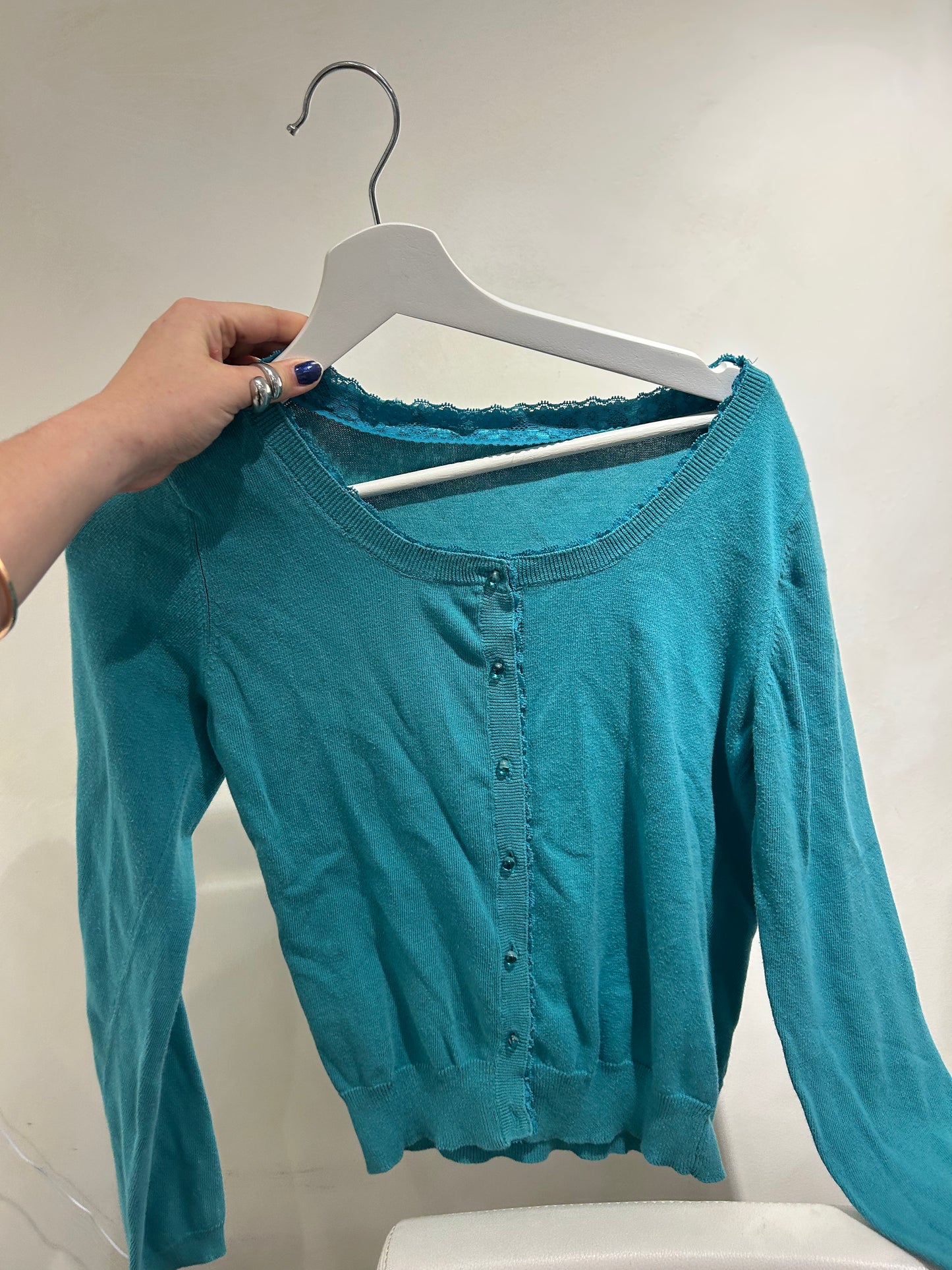 Teal Lacy Cardigan